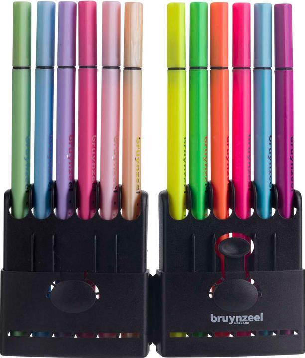 Produktbild Bruynzeel Fineliner Set Neon & Pastell, 12 Farben (Mehrfarbig, 12 x)