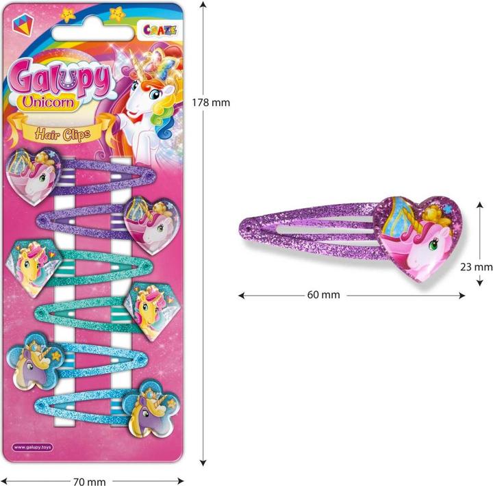 Immagine prodotto Craze Galupy fermagli per capelli a forma di unicorno in confezione da 6 pezzi (6 pz.)