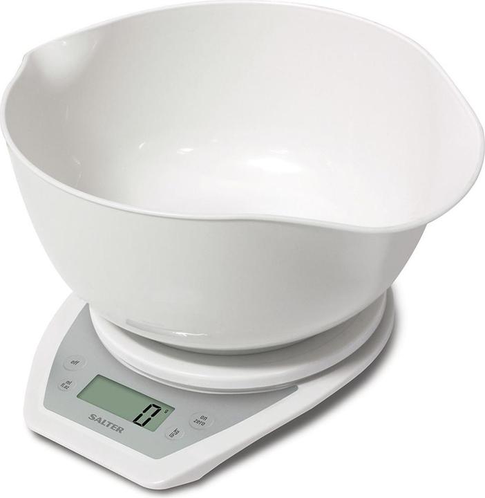 Actual product image Salter 1024 WHDR14 Digital Kitchen Scales with Dual Pour Mixing Bowl white