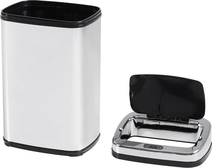 Immagine prodotto Swisshandel24 Cestino per rifiuti con sensore IR con/senza cestino interno in acciaio inox rotondo quadrato (30 l)