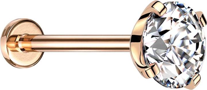 Produktbild Star Piercing Micro Threadless Labret rosegold mit Kristall silber gefasst (ohne Messing, Chirurgenstahl 316L)