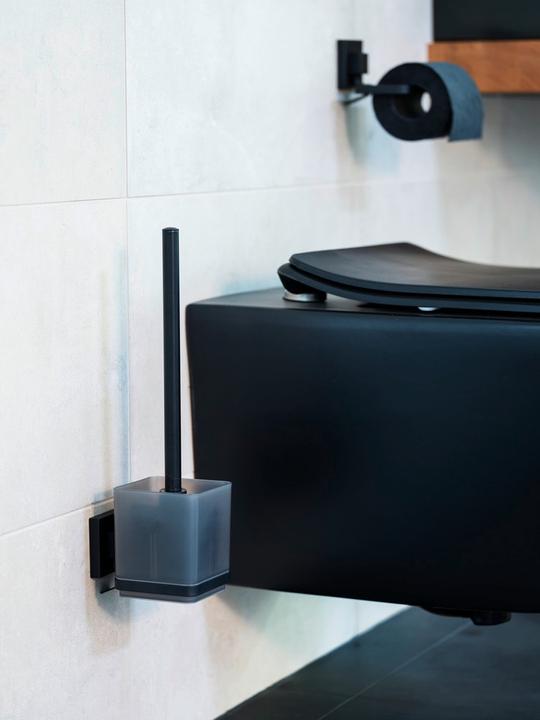 Image du produit Wenko Vacuum-Loc® WC-Garnitur Mod. Quadro Schwarz Befestigen ohne Bohren