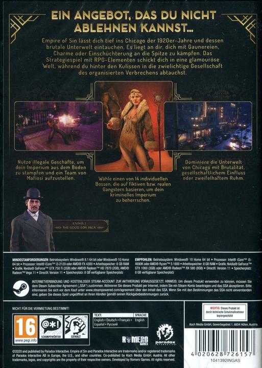 Produktbild Paradox Interactive Empire of Sin Day One Edition (PC, DE)