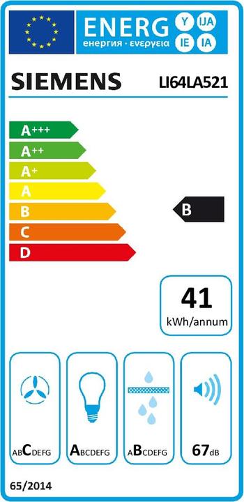 Label énergétique Siemens LI64LA521 (Hotte écran plat)