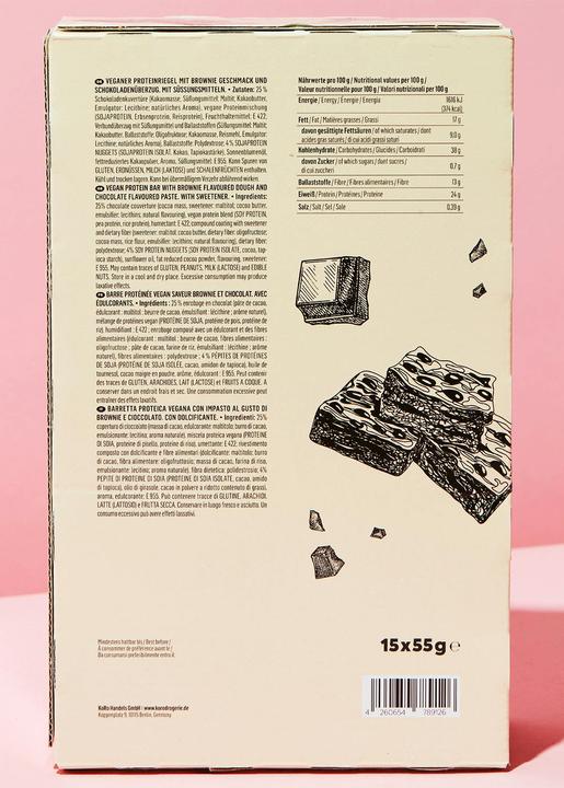 Produktbild KoRo Veganer Proteinriegel mit Brownie Geschmack und Schokoladenüberzug. Mit Süssungsmitteln. (1 Stk., 825 g)