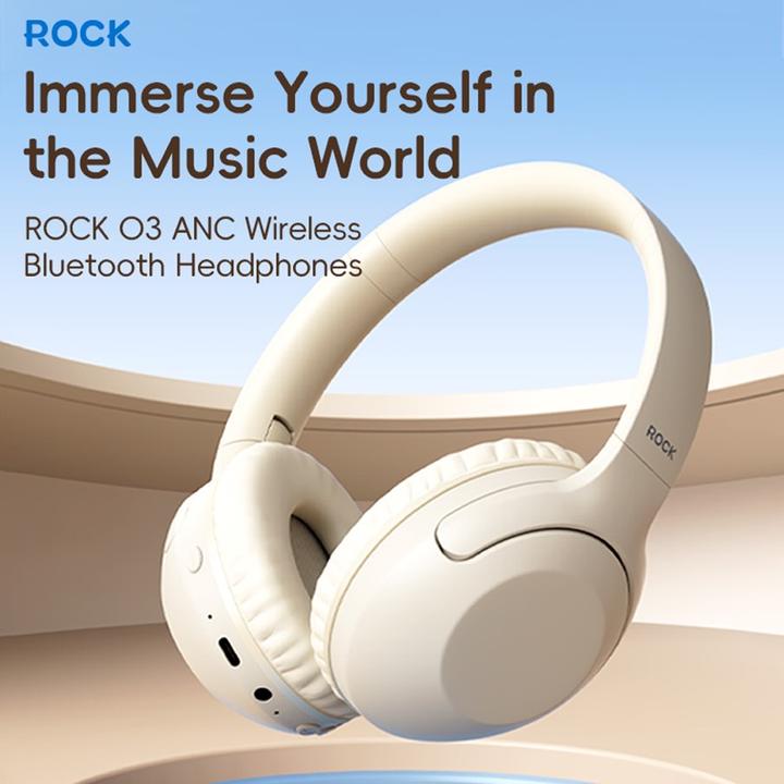 Produktbild Rock - O3 ANC Wireless Headphones RAU0773 - Bluetooth-Kopfhörer, Beige (15 h, Kabellos)