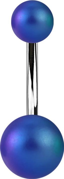 Star Piercing Banane silber mit zwei Kugeln Perglanz matt blau (ohne Messing, Acryl, Chirurgenstahl 316L)