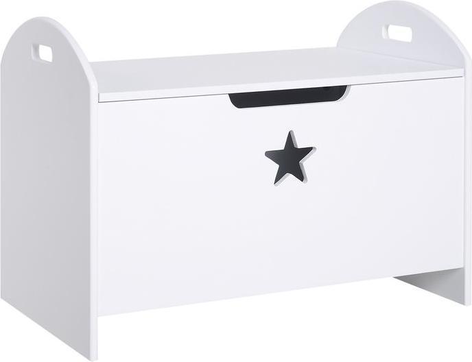 Image du produit Swisshandel24 Coffre à jouets Coffre de rangement pour enfants Coffre de siège Charnière de sécurité Blanc MDF 62