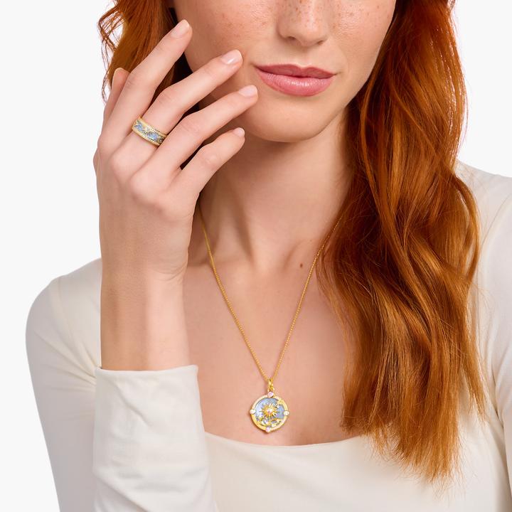 Immagine prodotto Thomas Sabo Anello blu con simboli cosmici placcati oro (56, 925 Argento)