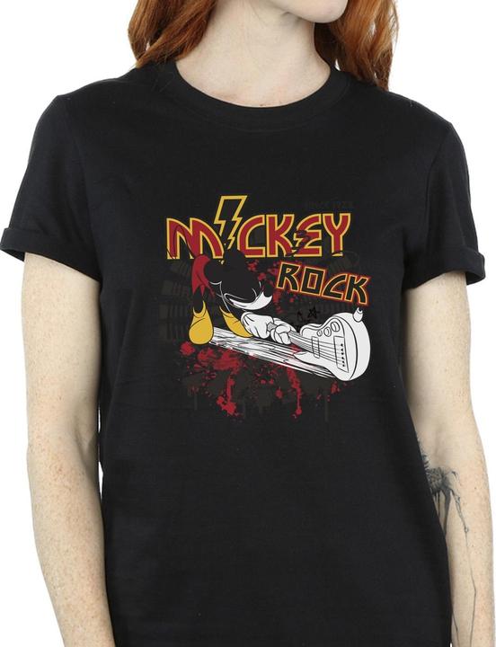 Actual product image Disney Womens/Ladies Mickey Mouse Smash Guitar Rock Cotton Boyfriend T-Shirt (XL)