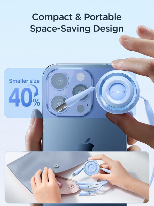 Produktbild Joyroom S-A40 Colourful Series 3in1 einziehbares Kabel USB-A auf USB-C / Lightning / microUSB 1 m – (1 m)