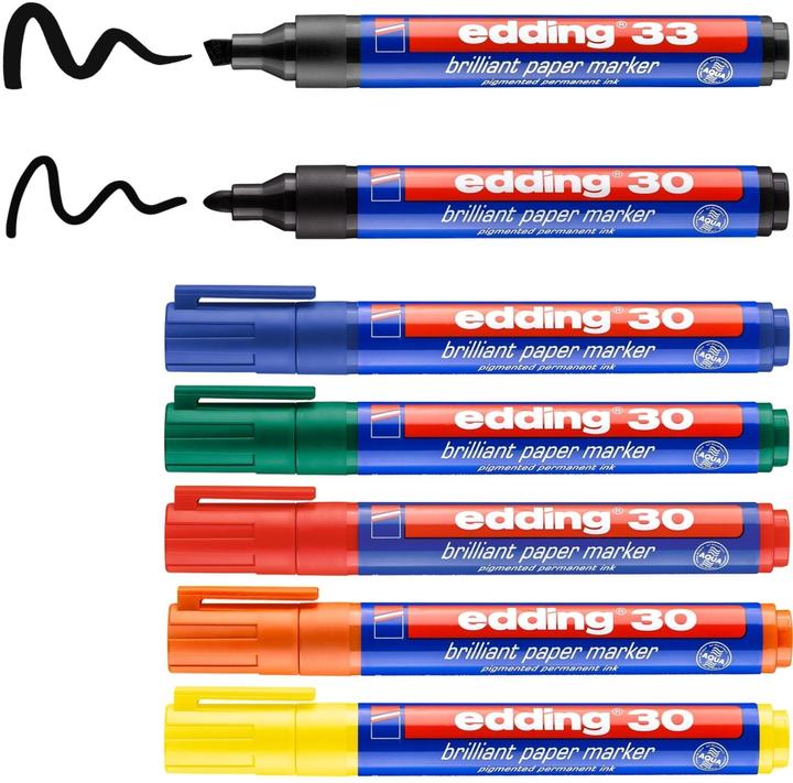 Produktbild Edding Flipchart-Marker (Grün, Rot, Gelb, Schwarz, Orange, Blau, 3 mm, 7 x)