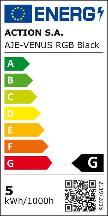 Energy Label Activejet Lampka biurkowa LED AJE-VENUS RGB Table Lamp Non Replaceable Bulb(s) A++ (250 lm)