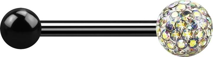 Image du produit Star Piercing Barbell schwarz mit Kugel und Kristallkugel multicolor Epoxy Schutzschicht (Titane G23, sans laiton)