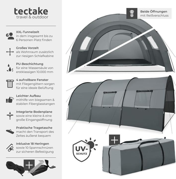 Immagine prodotto tectake Roskilde (Tenda a tunnel, 7.50 kg, 6 persone)