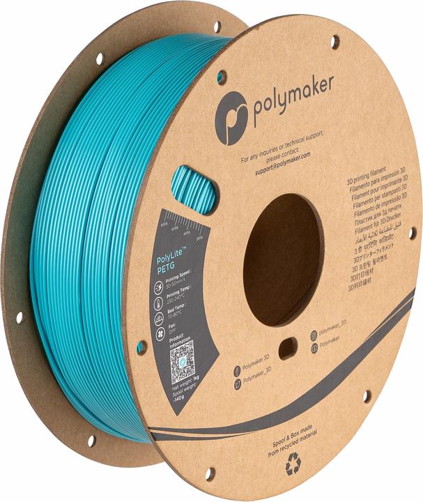Produktbild Polymaker PolyLite PETG V2 - Teal - 1.75mm (PETG, 1.75 mm, 1000 g, Türkis)