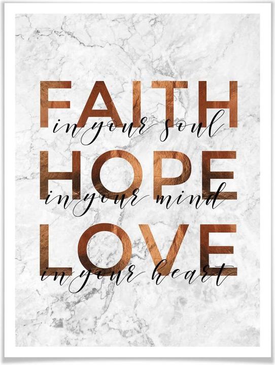 Produktbild Trenddeko Kupferoptik - Faith Hope Love (40 x 50 cm)