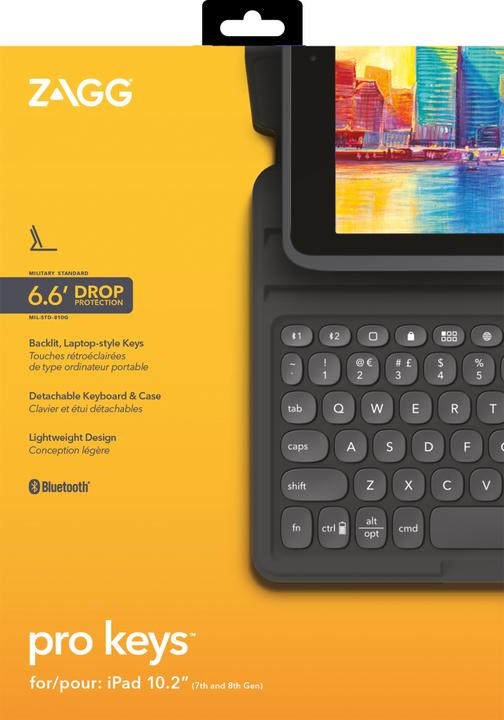 Produktbild Zagg Pro Keys, Deutsch, Apple, iPad, Schwarz, Grau, 25,9 cm (10.2 Zoll), Kabellos (DE, iPad 10.2 (2020))