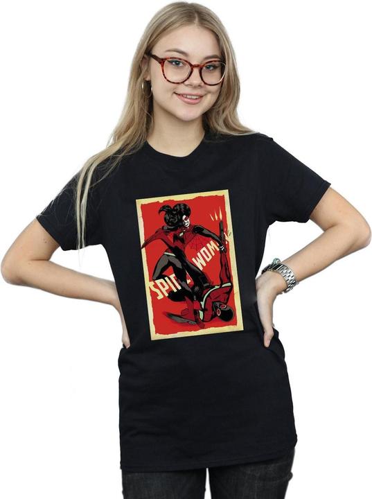 Actual product image Womens/Ladies Spider-Woman Fight Cotton Boyfriend T-Shirt (M)