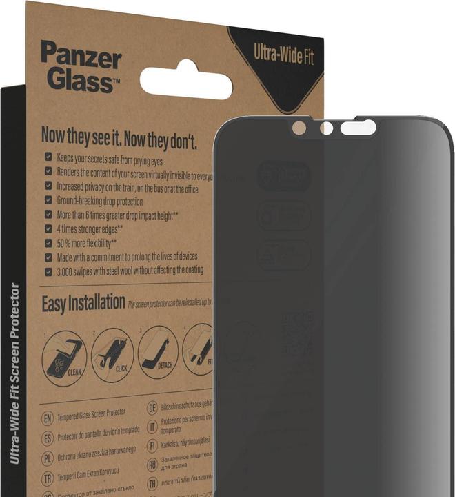 Actual product image PanzerGlass Ultra-Wide Fit Privacy (1 Piece, Apple iPhone 13, Apple iPhone 13 Pro, Apple iPhone 14)