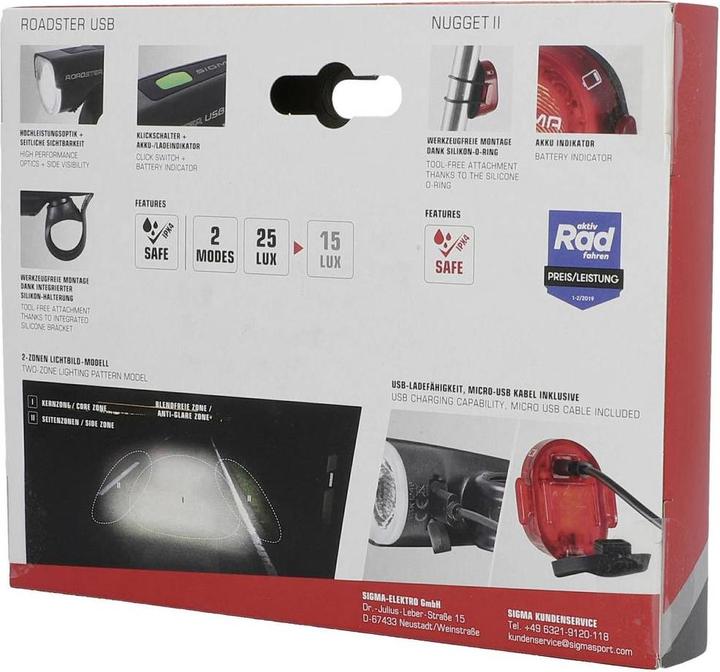 Image du produit Sigma Sport Kit d'éclairage Roadster USB/Nugget II