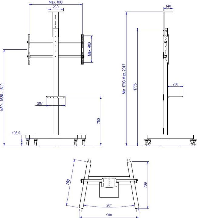 Immagine prodotto OMB Carrello porta TV BigFix, -90", metallo, max 80kg (18897.64", 80 kg)