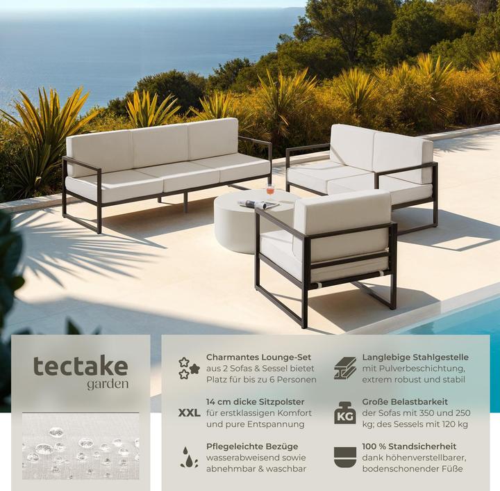 Immagine prodotto tectake Set lounge da giardino Comosa per 6 persone, imbottitura XXL