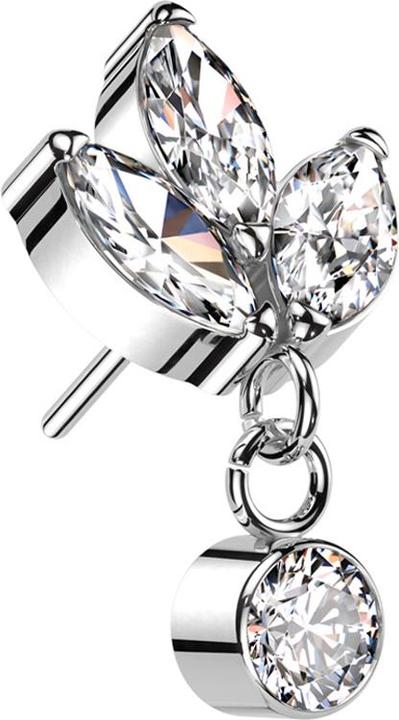 Produktbild Star Piercing Threadless silber drei Ovale Kristalle silber Anhänger Kristall silber (ohne Messing, Titan G23)