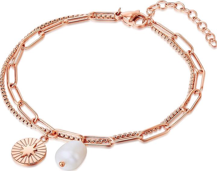 Produktbild Valero Pearls Damen Edelstahl Süsswasser-Zuchtperle roségold 17,0 cm Basislänge + 3,0 cm Verlängerung - 24359 (17 cm, Edelstahl)