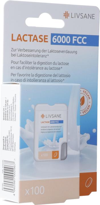 Image du produit Livsane Lactase 6000 FCC cpr (100 pièce(s), Cachets, 31 g)