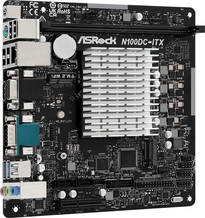 Produktbild AsRock N100DC-ITX (NA (integrated CPU), Intel SoC, Mini-ITX)