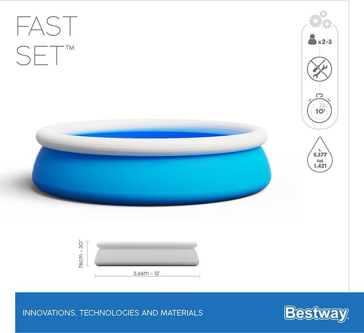 Actual product image Bestway Fast Set Inflatable Pool Set Ro und 3.66 m x 76 cm (366 x 76 cm)