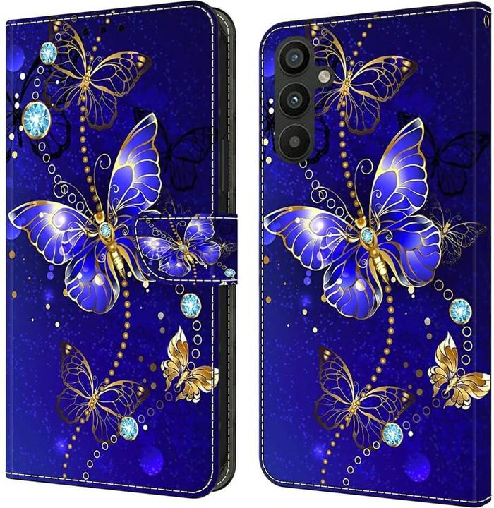 Cover-Discount Galaxy A15 - 3D-Effekt Hülle Etui Butterfly blue (Samsung Galaxy A15)