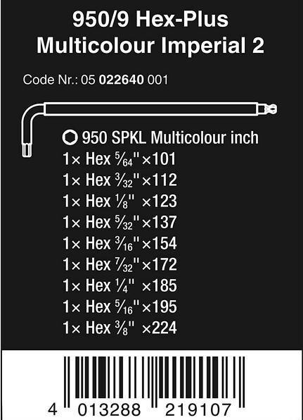 Image du produit Wera 950/9 Hex-Plus Multicolour Imperial 2