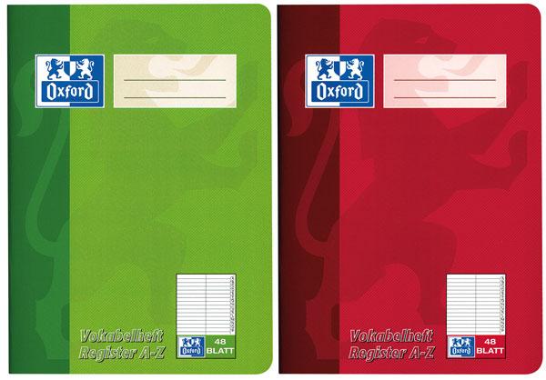 Actual product image Oxford Vocabulary booklet with index A5, 48 sheets, w. index A-Z, 90 g/m² (A5, Special ruling, Soft cover)