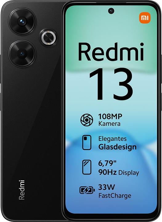 Produktbild Xiaomi Redmi 13 (256 GB, Midnight Black, 6.79", Hybrid Dual SIM, 108 Mpx, 4G)