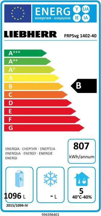 Label énergétique Liebherr Réfrigérateur commercial (1360 l)