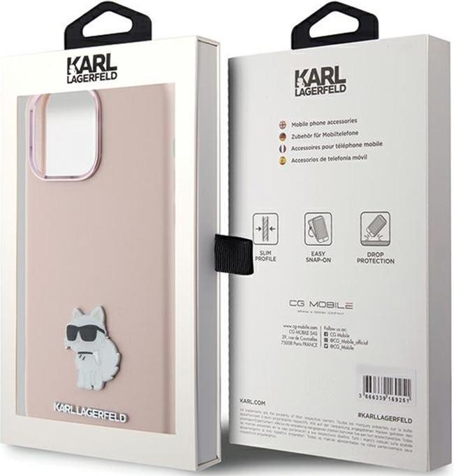 Produktbild Karl Lagerfeld KLHCP15LSMHCNPP iPhone 15 Pro 6.1" różowy/pink Silicone Choupette Metal Pin (Apple iPhone 15 Pro)