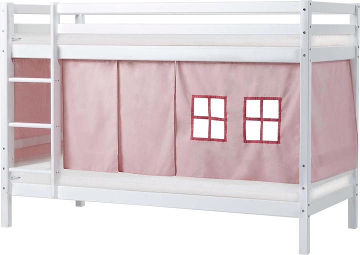 Actual product image Hoppekids BUNDLE BASIC bunk bed (not divisible) 90x200cm with curtain in Pale Rose and ECO Dream Ma (90 x 200 cm)