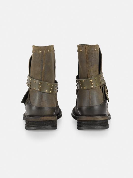 Produktbild Felmini GREDO D905 Bikerstiefel mit dekorativen Nieten entlang des Schafts und Schnallenriemen, mit einem Vi (37)