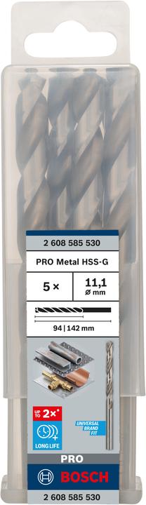 Immagine prodotto Bosch Professional Zubehör Trapano PRO Metal HSS-G, 11,1 x 94 x 142 mm (11,1 mm)