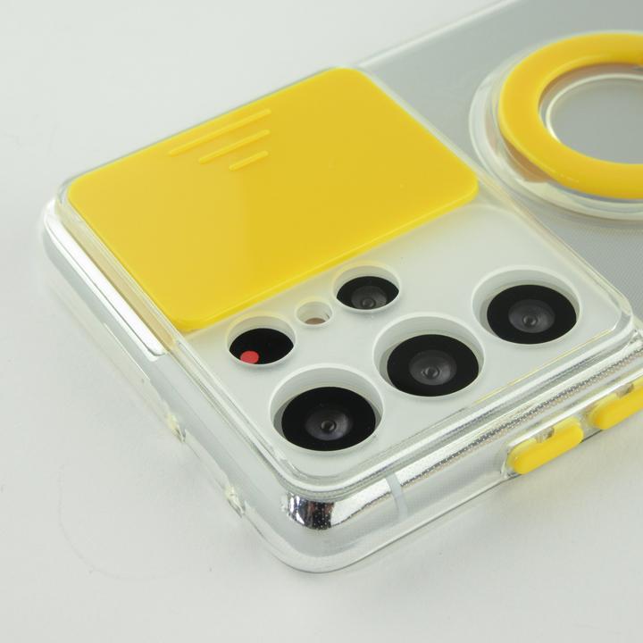Image du produit PhoneLook Coque Caméra clapet avec anneau jaune (Samsung Galaxy S22 Ultra)