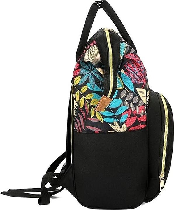 Image du produit Only-Bags.Store Leaf Print Diaper Bag, Top Handle Mommy Backpack, Casual Travel Daypack avec Bottle Pockets