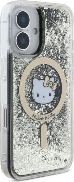Actual product image Hello Kitty HKHMP16SLGDIK iPhone 16 6.1" czarny złoty/black gold hardcase Liquid Glitter Fever MagS (Apple iPhone 16)