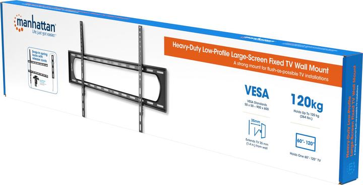 Image du produit Manhattan Support mural TV ultra-plat avec une capacité de charge particulièrement élevée pour les grands (Mur, 120", 120 kg)