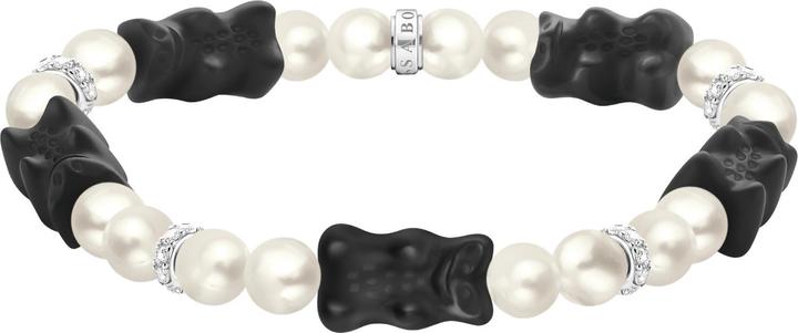 Immagine prodotto Thomas Sabo Bracciale di perle con orsetti in oro nero (15 cm, Argento 925)