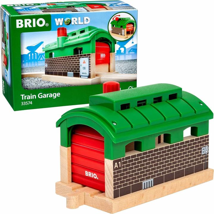 Actual product image Brio Locomotive shed with rolling gate