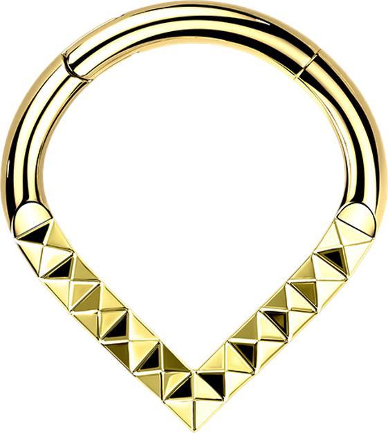 Star Piercing Micro Segmentring klappbar Winkel vergoldet Winkelmuster (Titan G23, ohne Messing)