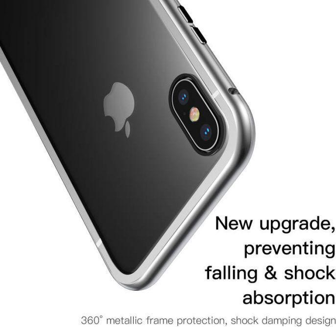 Image du produit Baseus iPhone X Étui de protection magnétique en aluminium Dos en verreArgent (Apple iPhone X)