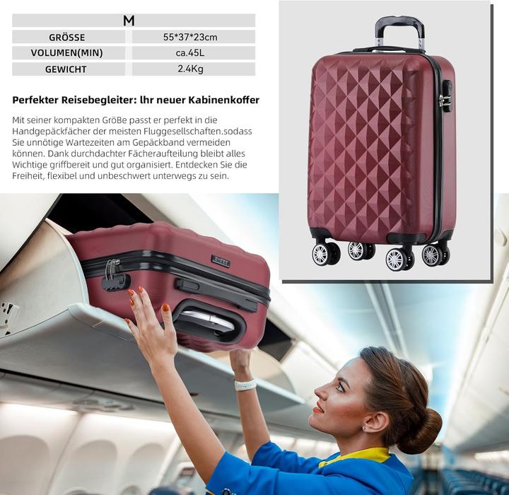 Produktbild Beibye 3-teiliges Hartschalenkoffer-Set (115 l, Handgepäck (bis 50l), M (50 - 90l), L (90 - 115l))